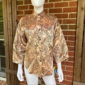 Vintage Deadstock 1980s Cindy Collins Tropical Acetate Button Front Shirt